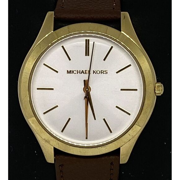 Michael Kors Runway MK4295 Women's Brown Leather Analog Dial Quartz Watch Y201 - Picture 2 of 12